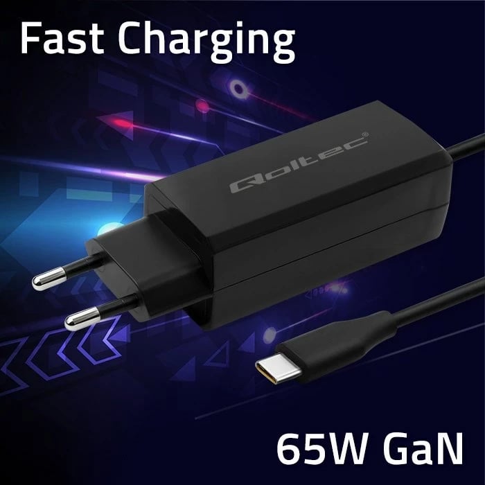 Karikues universal Qoltec 52419, 65W, GaN, USB-C 3.1, i zi