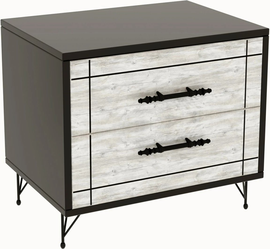 Komodinë nate Hanah Home, gri e çelët, dy sirtarë