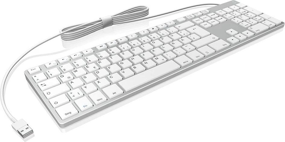 Tastierë wireless KeySonic KSK-8022BT, full-size, Bluetooth, QWERTZ, alumini, argjendtë