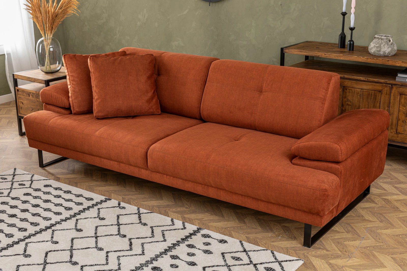 Divan-krevat 3 vendësh, ngjyrë portokalli, Atelier del Sofa, Mustang