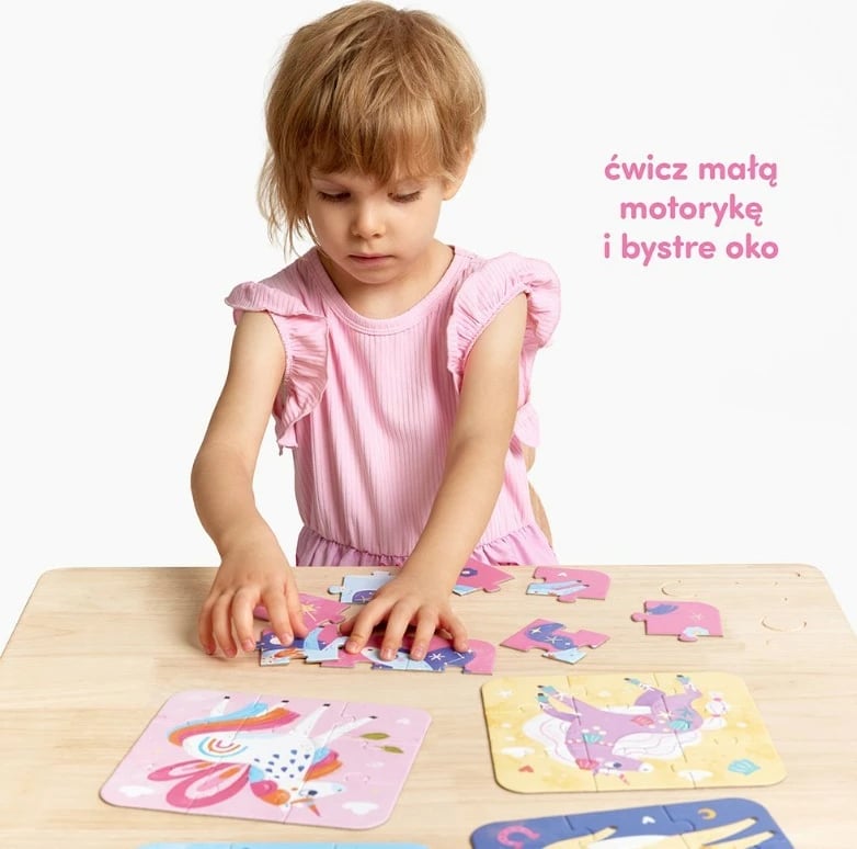 Puzzle fëmijësh CzuCzu Fairy Tale Unicorns, 45 pjesë, shumëngjyrëshe, set prej 5 copësh
