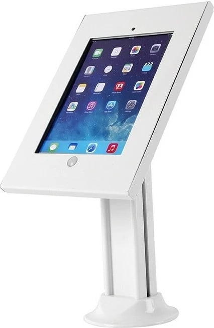 Mbajtës reklamues për tablet Maclean MC-677, për tavolinë, me mbyllje, i përshtatshëm për iPad 2/3/4/Air/Air2, Bardhë