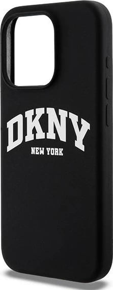 Mbështjellës DKNY Liquid Silicone me logo të bardhë, për iPhone 13 Pro/13, MagSafe, i zi