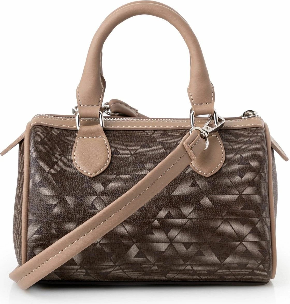 Çantë dore Vince Camuto Rimini, monogram, ngjyrë kafe dhe mink