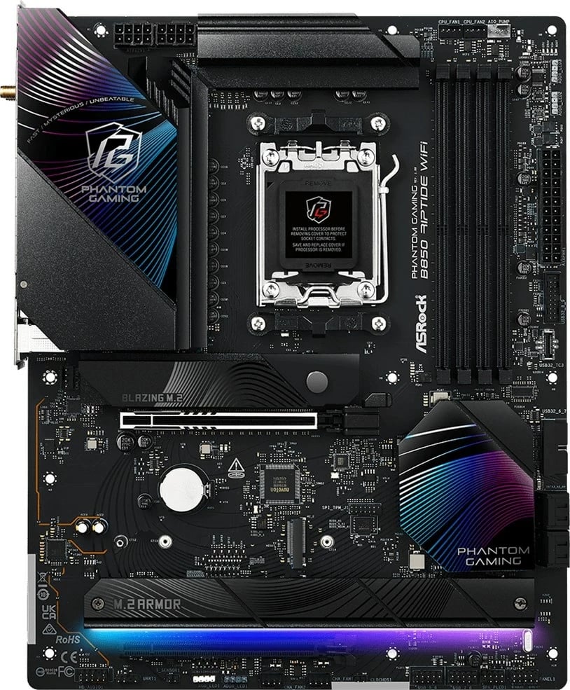 Pllakë amë Asrock Phantom Gaming B850 Riptide WiFi, Socket AM5, ATX, E zezë