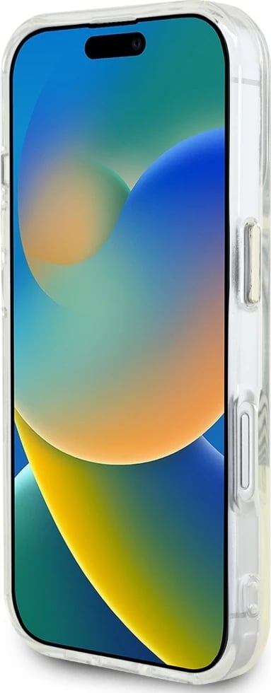 Mbështjellës Guess IML Metal Colored Circle Classic Logo MagSafe për iPhone 16, Gri