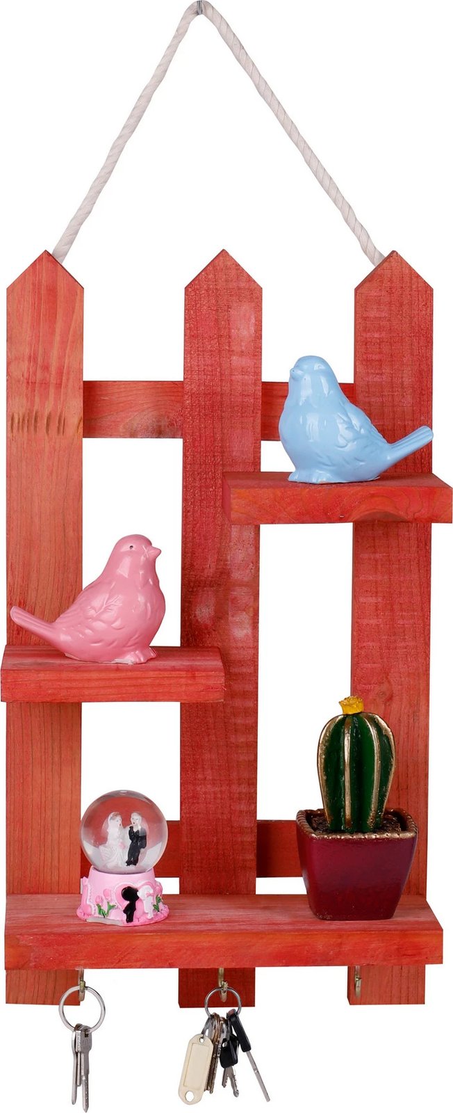 Mbajtës çelësash prej druri, dizajn Aberto, ngjyrë e kuqe, 40x23x9 cm