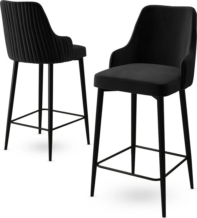 Set 6 karrige për bar Hanah Home, Enox, e zezë