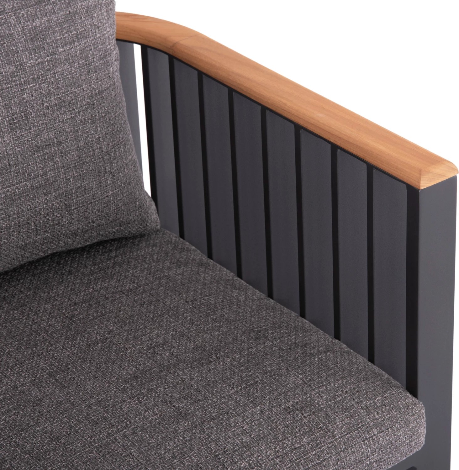 Karrige ngrënieje alumini Eternity, ngjyrë antracit, jastëkë gri, 64x65x68.5cm