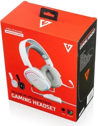 Kufje MODECOM MC-899 PROMETHEUS, gaming, USB, të bardha me ndriçim LED