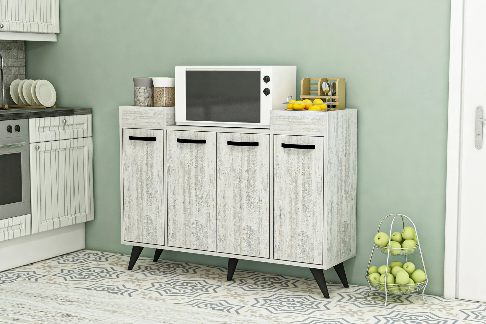 Dollap multifunksional Hanah Home, Visar - Crystal, gri dhe bardhë