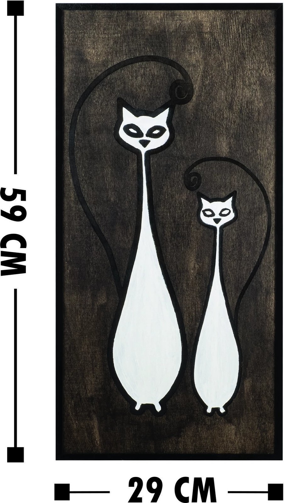 Aksesor dekorativ prej druri për mur, familje mace, Wallity