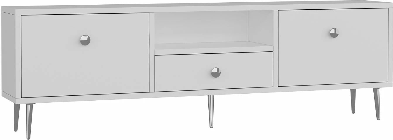 Komodë TV Skye Decor, e bardhë, argjend, 1307-DROP-1