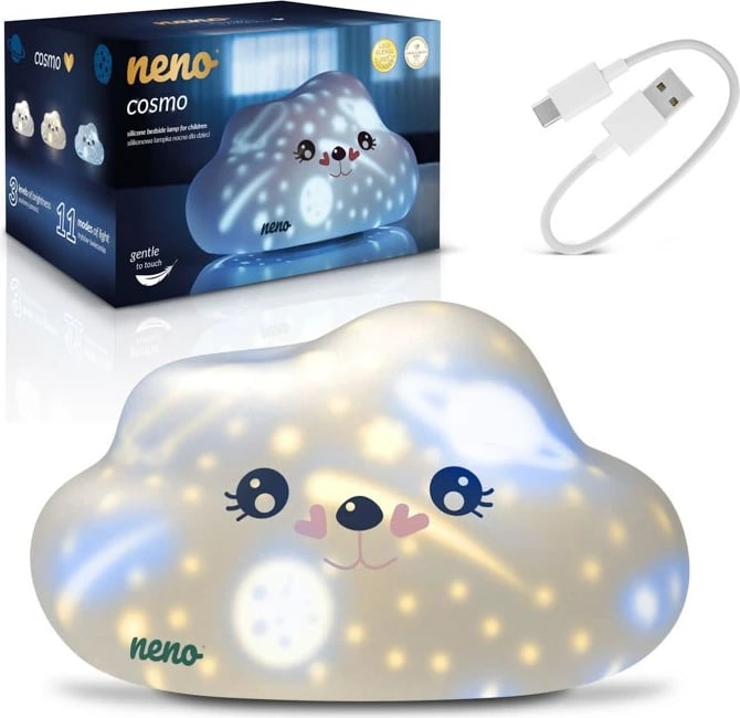 Llambë nate neno Cosmo prej silikoni, LED, me prekje, e bardhë