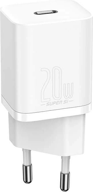 Karikues i shpejtë Baseus Super Si Quick Charger 1C, 20W, me kabllo USB-C në Lightning 1m, Bardhë