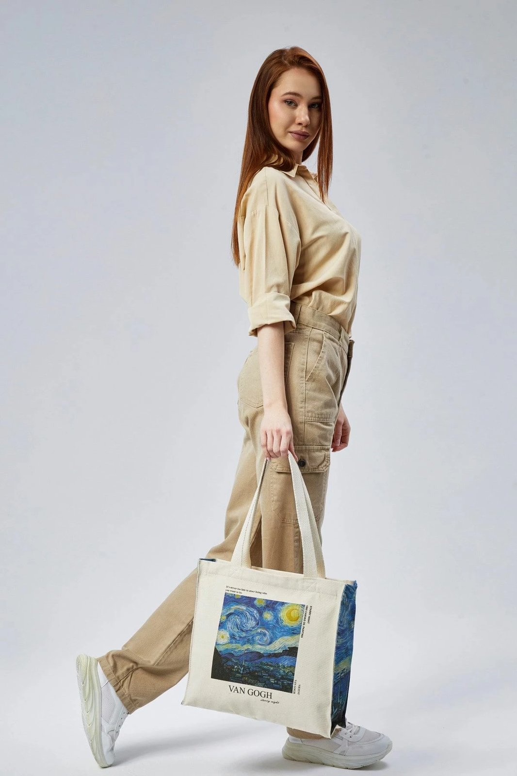 Torbë tote Zoozie Bags, krem, 2270, dizajn Van Gogh Starry Night
