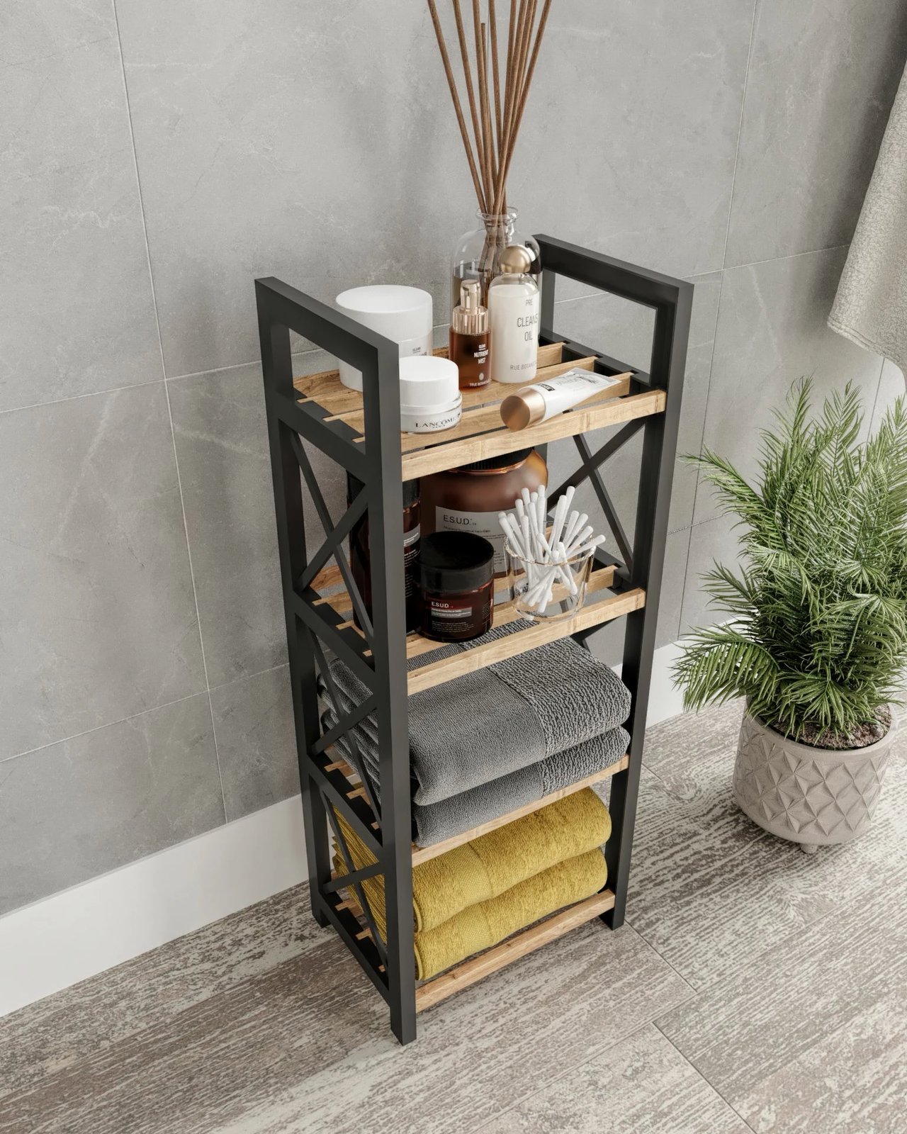 Raft multifunksional Skye Decor, Mini Flower 4, ngjyrë e zezë