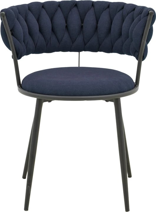 Karrige Alkia I, set prej 2 copësh, stof ngjyrë kaltër e errët, këmbë metalike të zeza, 57x58.5x72cm