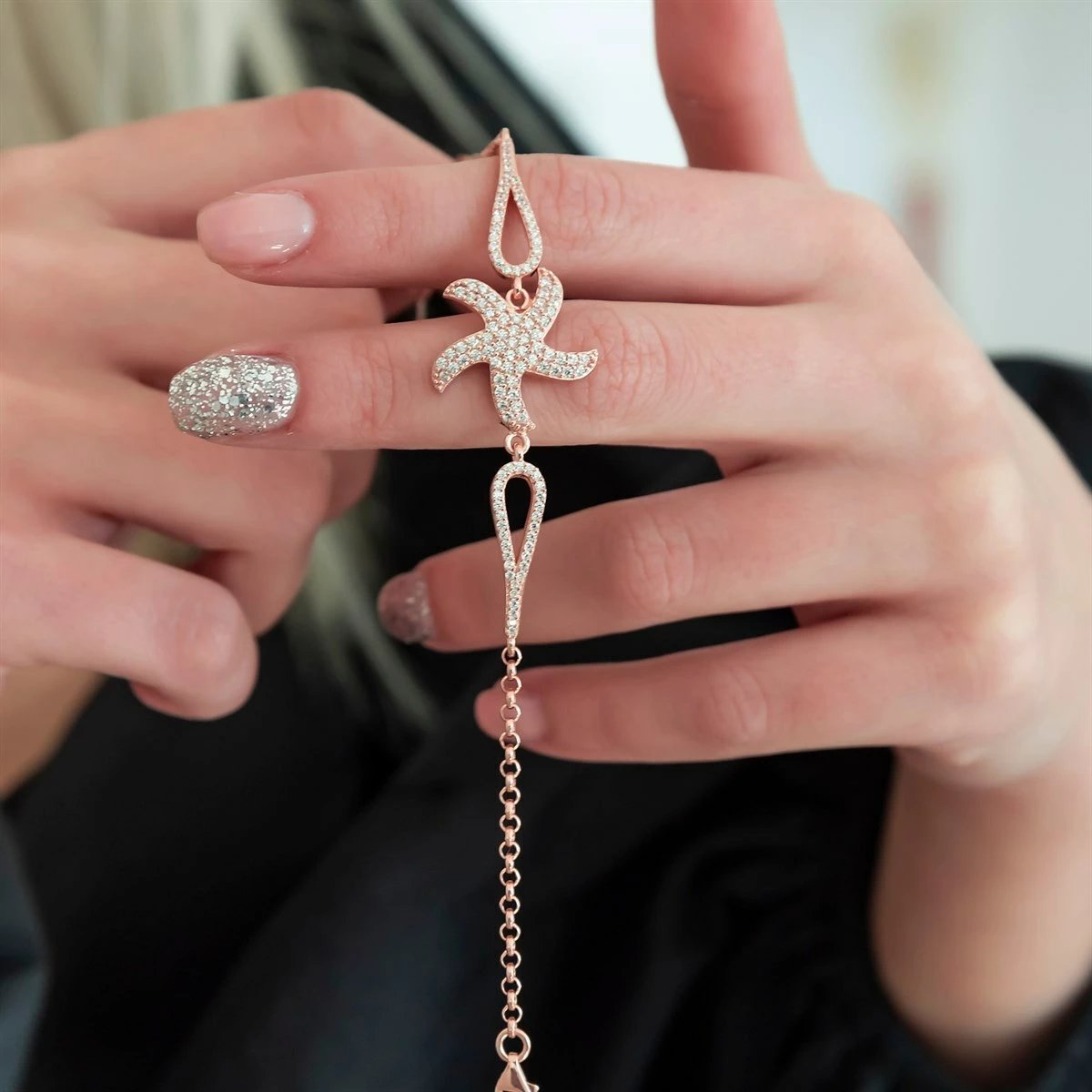 Byzylyk argjendi Jumeon, NRZ99101, ngjyrë rozë e artë, me zirkon