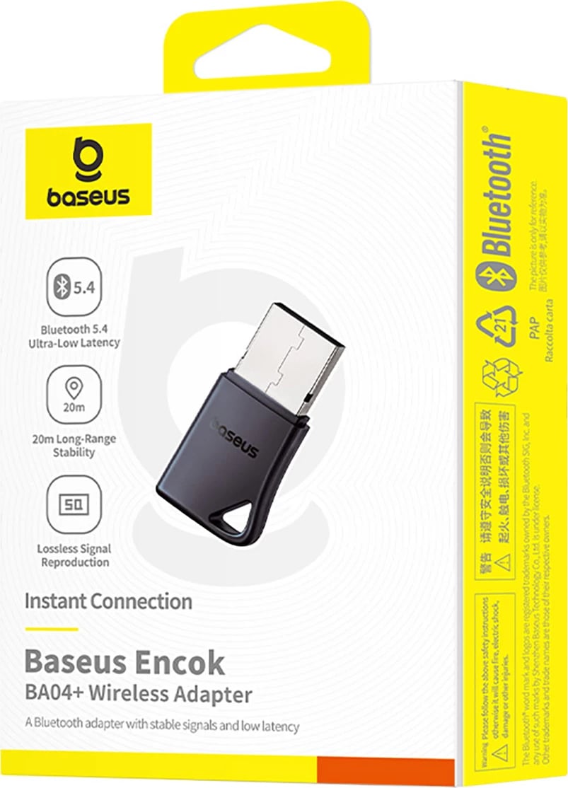 Adapter Bluetooth Baseus Encok BA04+, USB-A, Bluetooth 5.4, i zi