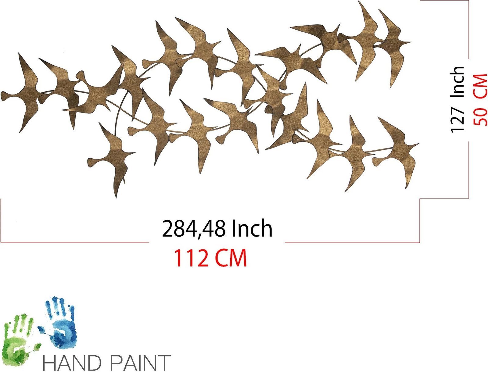 Aksesor dekorativ metalik për mur Wallity, Sahika, shumëngjyrësh, 112x11x50cm