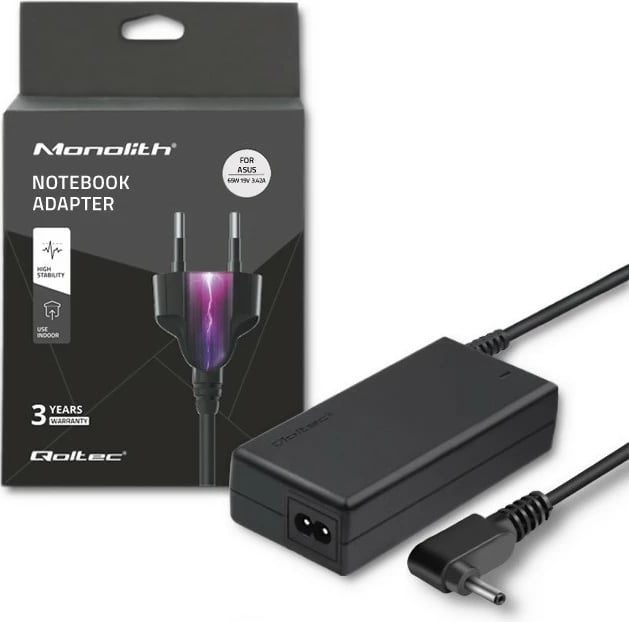 Kasë furnizimi Qoltec 51510.65W për Asus, 65W, 19V, 3.42A, 4.0x1.35 mm, e zezë