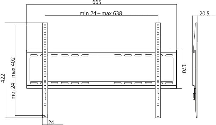 Mbajtës muri për TV/monitor LogiLink BP0038, 37-70 inç, deri 35 kg, i zi