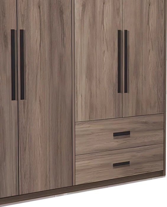 Dollap me 4 dyer Edritte me sirtarë, ngjyrë arre e çelët, 160x52x195cm