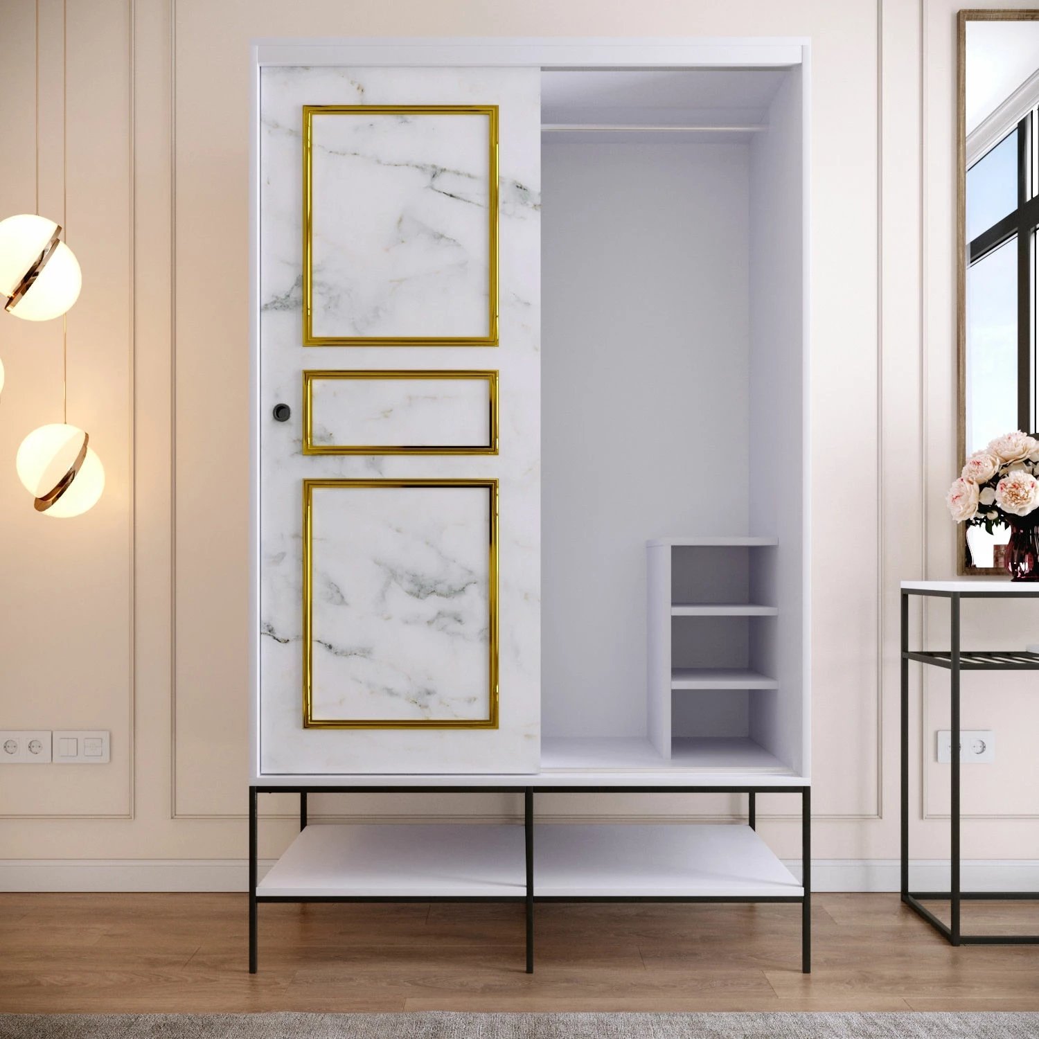 Dollap Hanah Home, Martin 120, bardhë, zi, ari