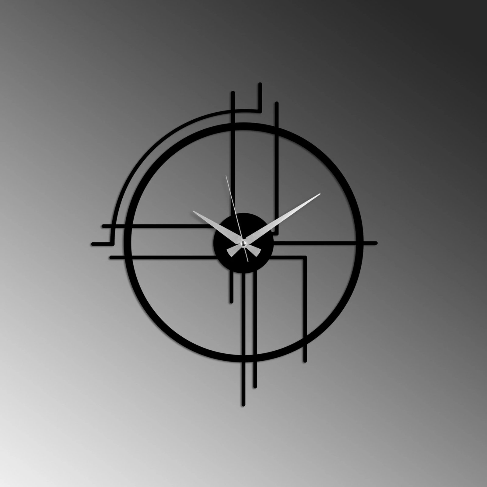 Orë muri dekorative prej metali Wallity, minimaliste, ngjyrë e zezë, 49x43cm