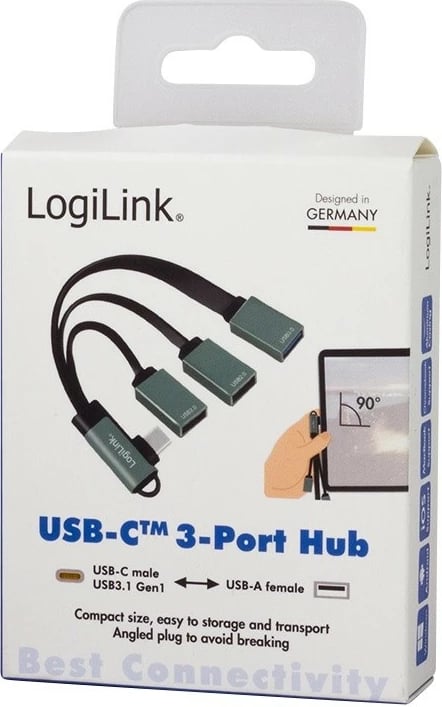 Hub USB LogiLink UA0361, 3x USB-A, USB-C, 0.15m, zi/gri