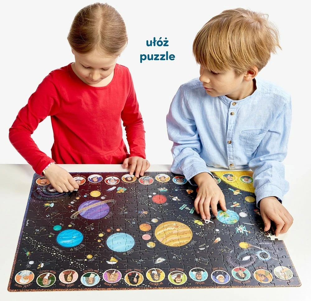 Puzzle edukativ CzuCzu Discoverer Solar System, 300 pjesë, me poster, për fëmijë