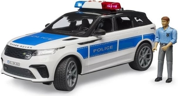 Set lodër makinë policie BRUDER Range Rover Velar me figurë polic, 1:16, shumëngjyrëshe