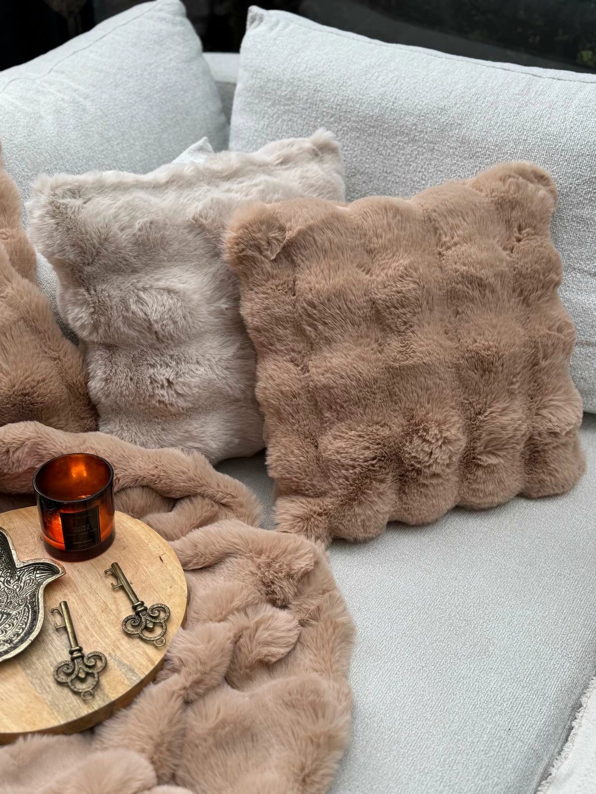 Jastëk dekorativ, mbulesë, ngjyrë kafe, Bubble, 50x50cm