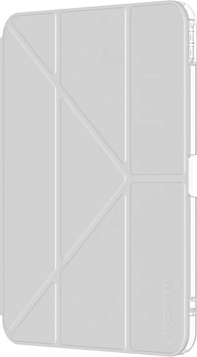 Mbështjellës tabletë, AmazingThing, Minimal Case, për iPad 11" (2025) dhe iPad 10.9" (2022), kapak me qëndrim, shpinë transparente, mbajtëse Apple Pencil, gri e çelët