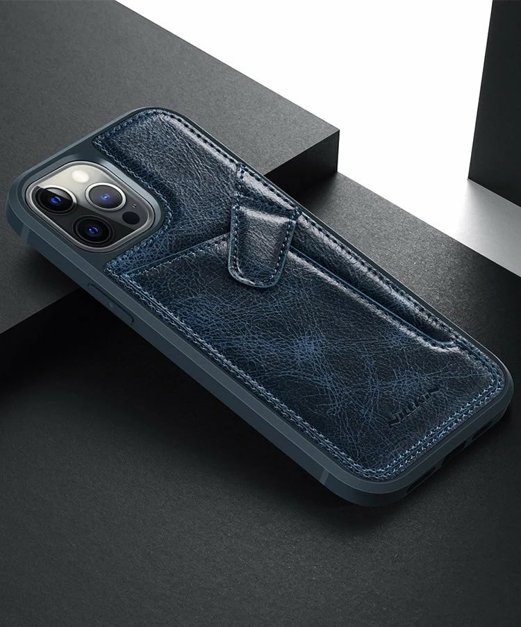 Mbështjellës Nillkin Aoge Leather Case për iPhone 12 mini, lëkurë natyrale, xhep për monedha, e zezë