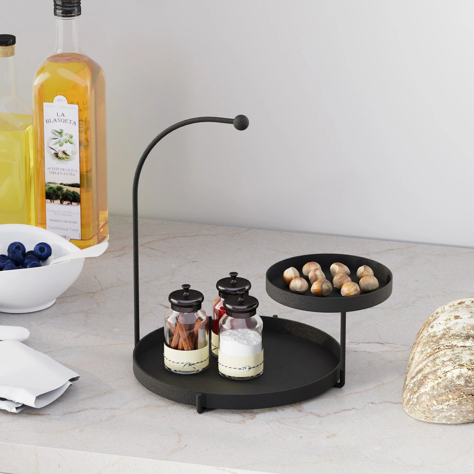 Aksesor dekorativ metalik, dizajn Aberto, Knidos, ngjyrë e zezë