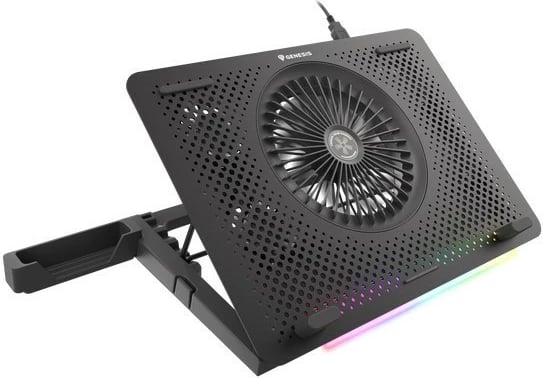 Qëndrim ftohës për laptop Natec Genesis Oxid 450 RGB, 15.6", 5 ventilatorë, USB HUB, i zi