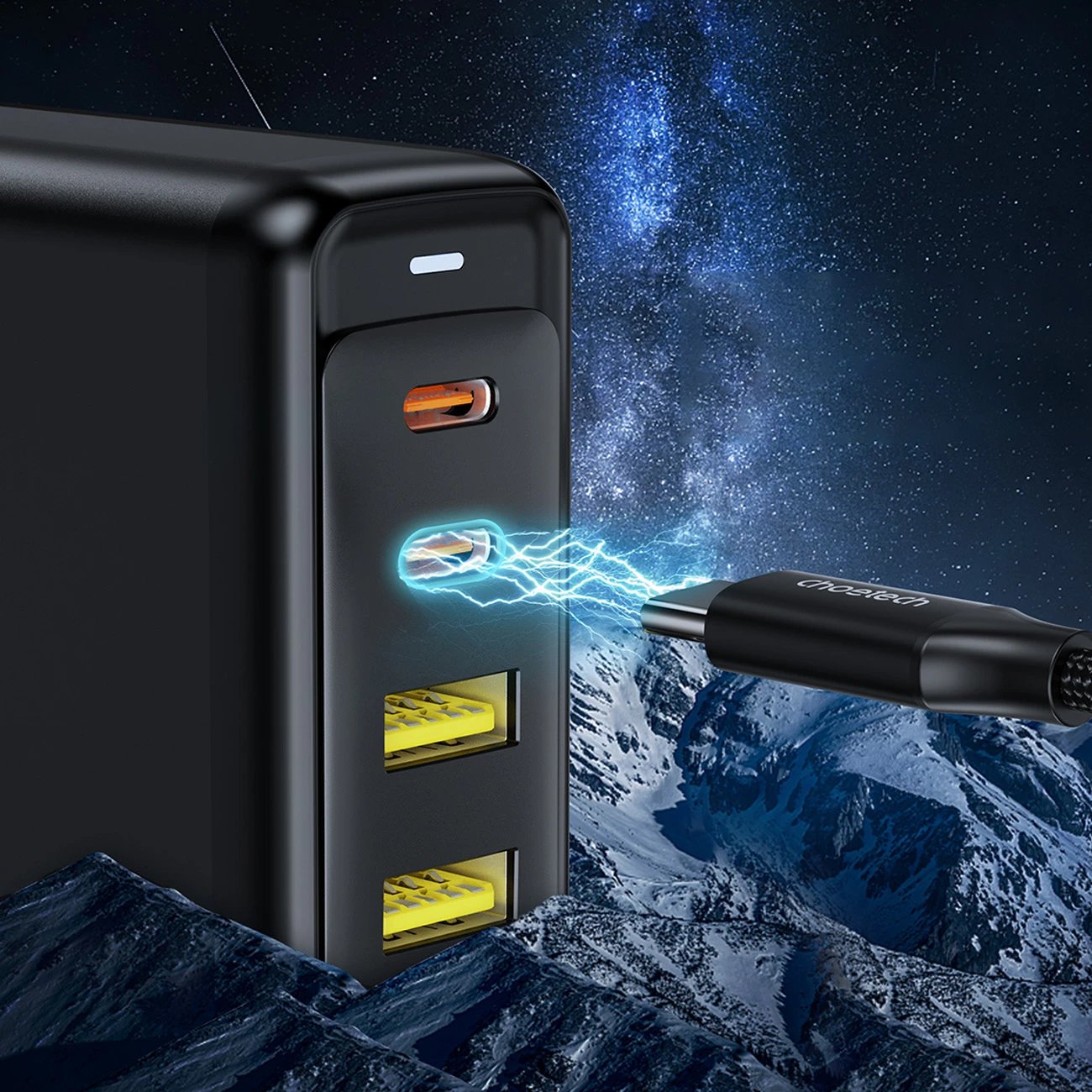 Karikues muri Choetech PD6005, 140W, 4 porta (2x USB-C, 2x USB), i zi