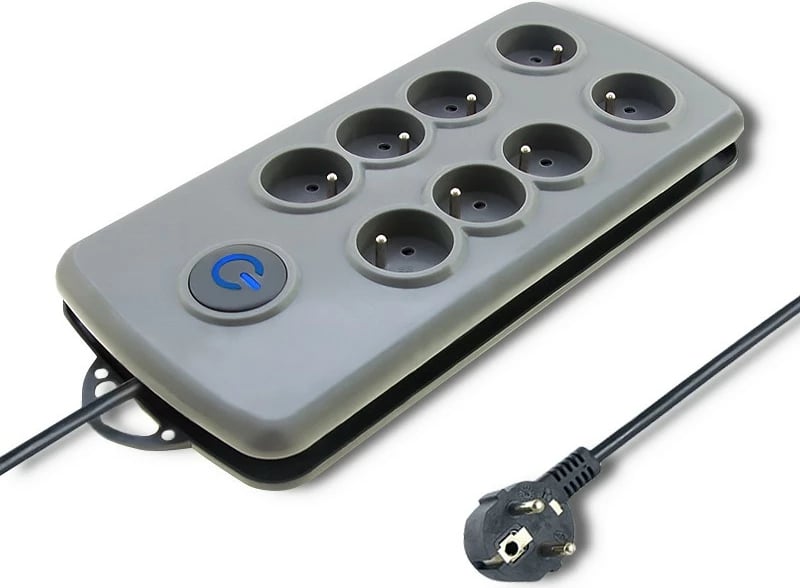 Kasë Qoltec 50162 me 8 dalje, Quick Switch, 2.5m, Gri