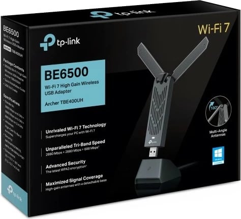 Adapter Wi-Fi TP-Link Archer TBE400UH, USB, Wi-Fi 7, Gri