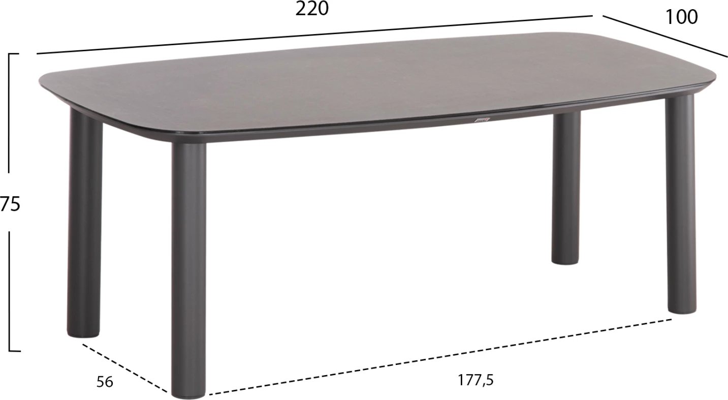 Tavolinë për kopsht DOSUN FH6202.01, 20x100x75H, hiri e errët