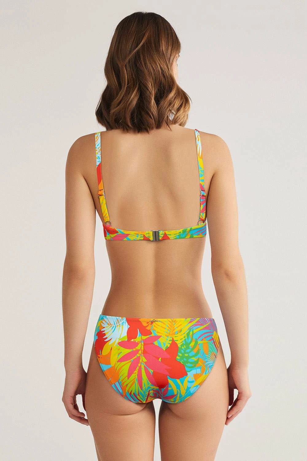 Set bikini dy pjesësh Jumeon, lule, ngjyrë tyrkiz