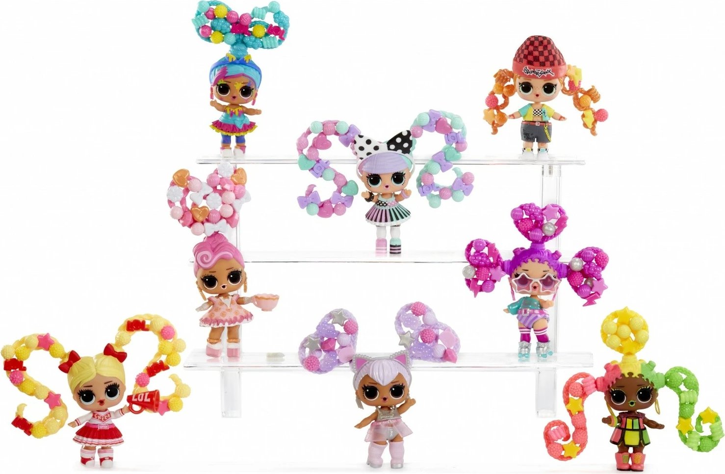 Set rruaza flokësh L.O.L. Surprise Hair Beads Tots, 64+ copë, për vajza
