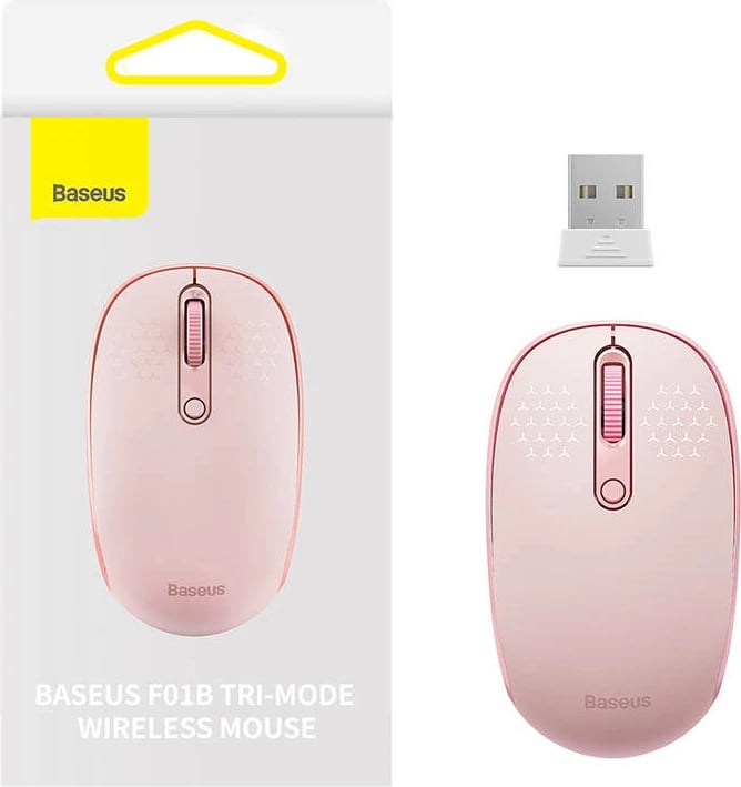 Maus wireless Baseus F01B Tri-mode, 1600 DPI, rozë