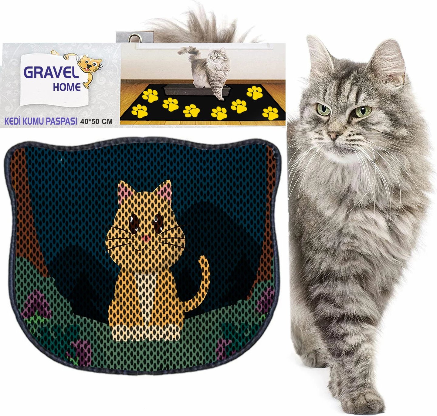 Tapet për rërë mace, shumëngjyrësh, Paws & Whiskers, Kdkafa0145, 40x50cm