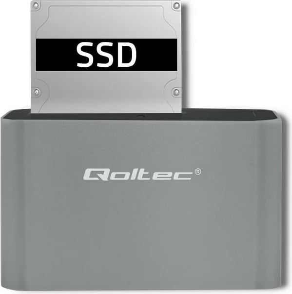 Stacion dokimi Qoltec 50315 për HDD/SSD 2.5"/3.5", USB 3.0, Argjend