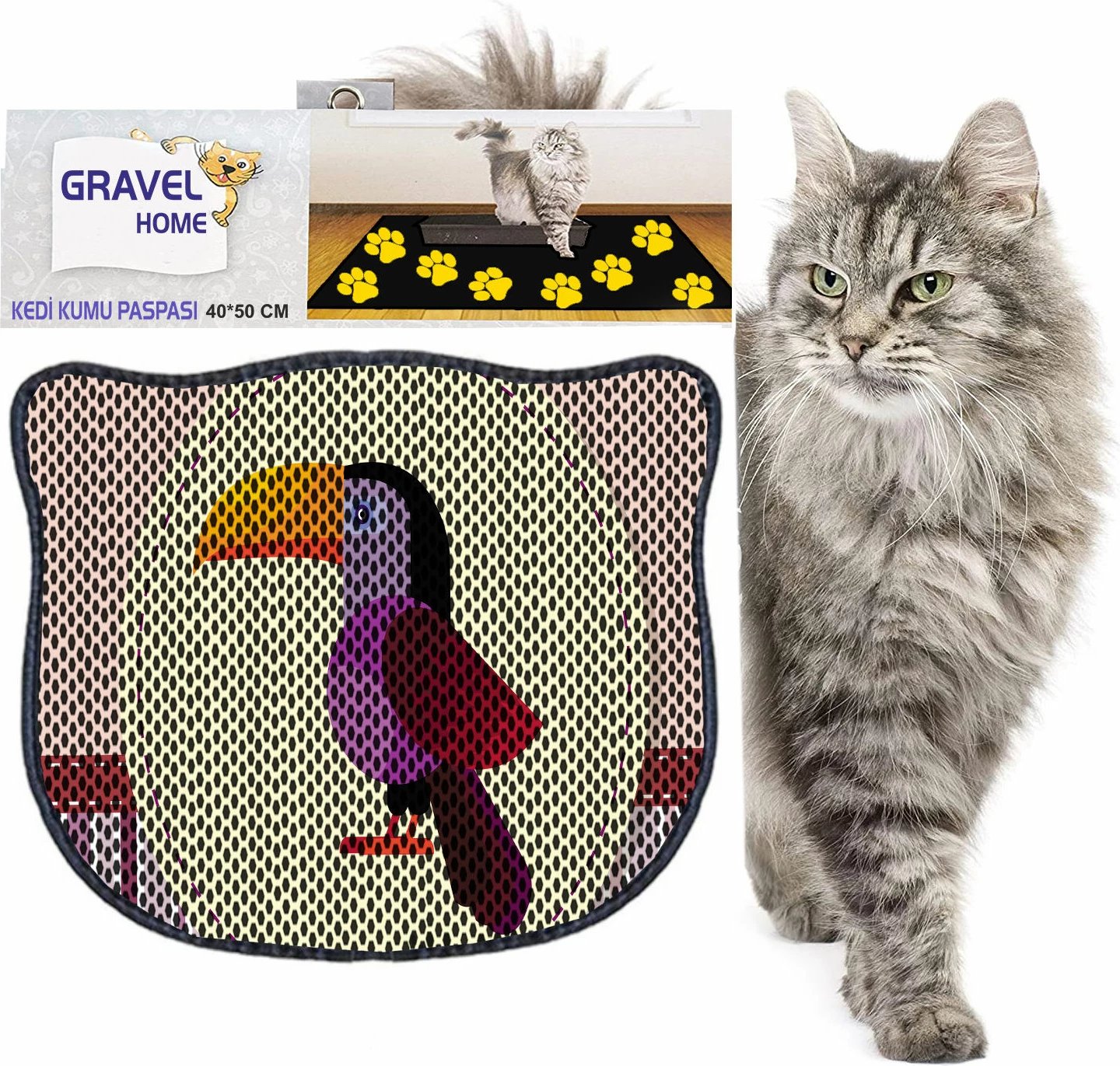 Tapet për rërë të maceve, shumëngjyrësh, Paws & Whiskers, Kdkafa0139