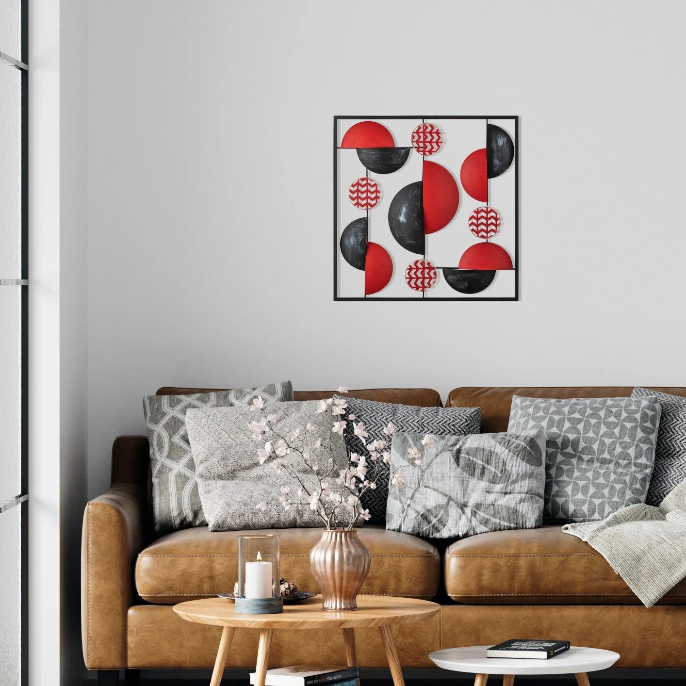 Aksesor dekorativ metalik për mur Wallity, Aurora - shumëngjyrësh, 55x5x55cm