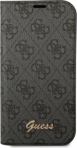 Mbështjellës Guess Bookcase 4G Vintage Gold Logo për iPhone 14, 6.1", e zezë